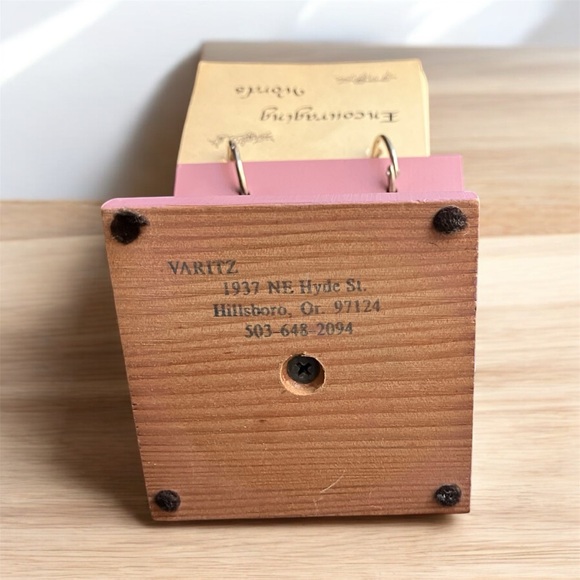 Vintage Pink Wood Country Craft Encouraging Words Recipe Cards Pedestal Flowers - Picture 3 of 9